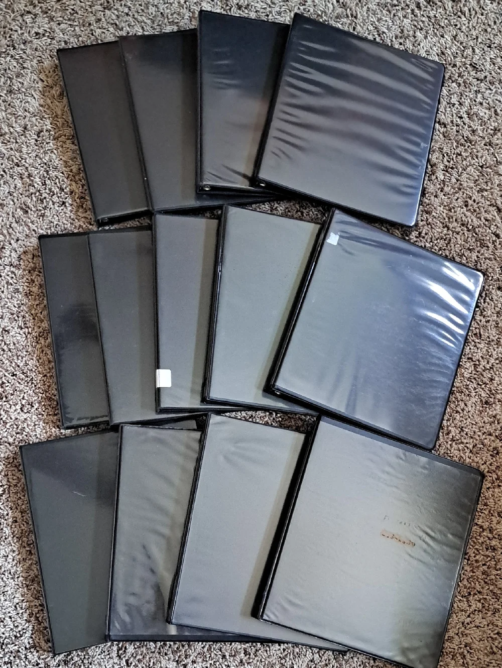 Set of 13 Black Plastic 3-Ring Hard Cover Binders